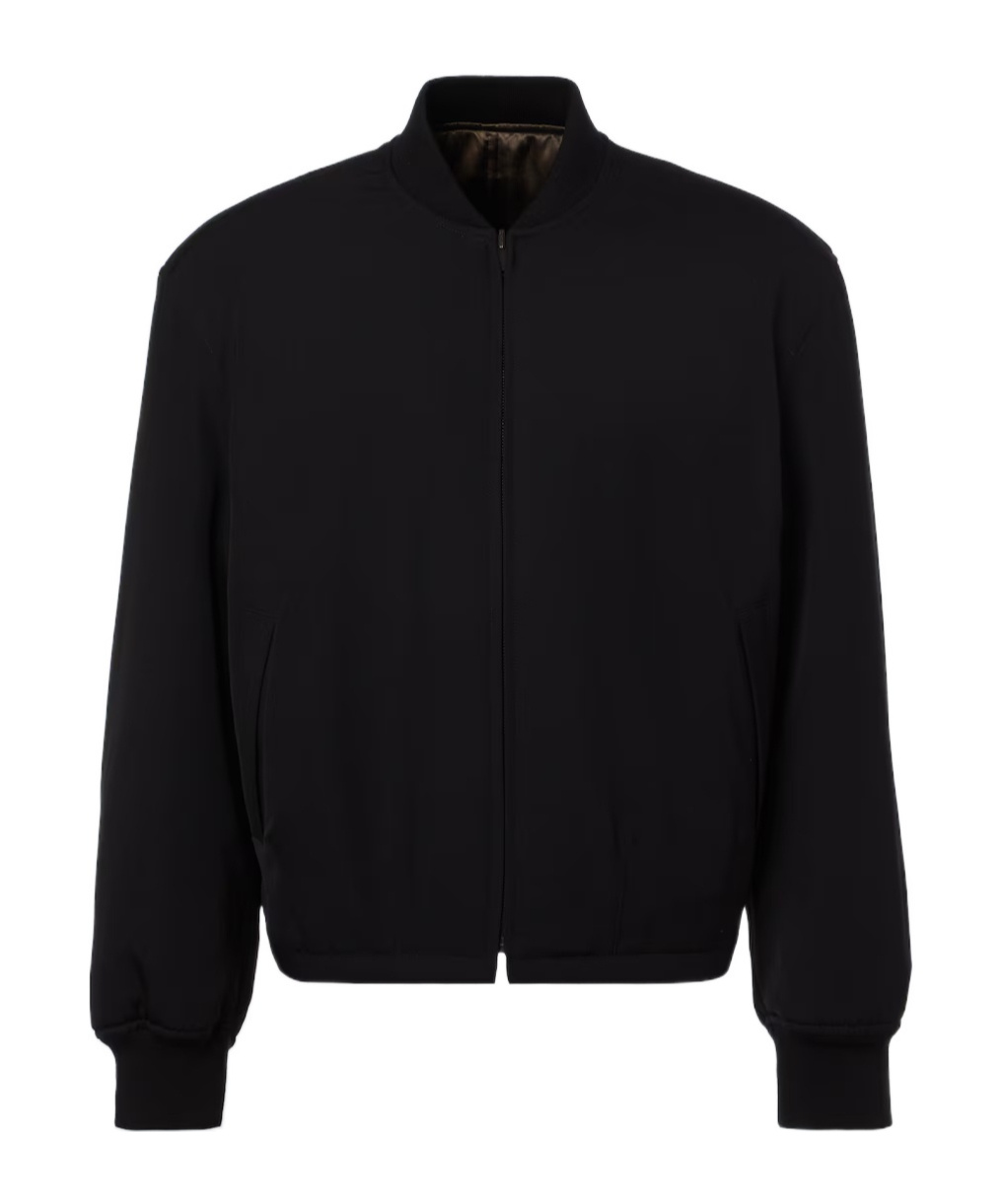 The Row Wool Fenn Bomber Jacket With Ribbed Cuffs And Hem In Black