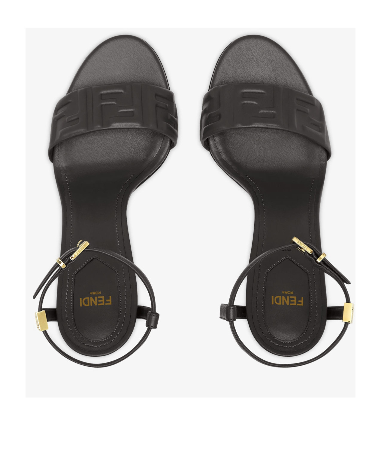 Fendi Leather Open Toe Block Heel Sandals In Black