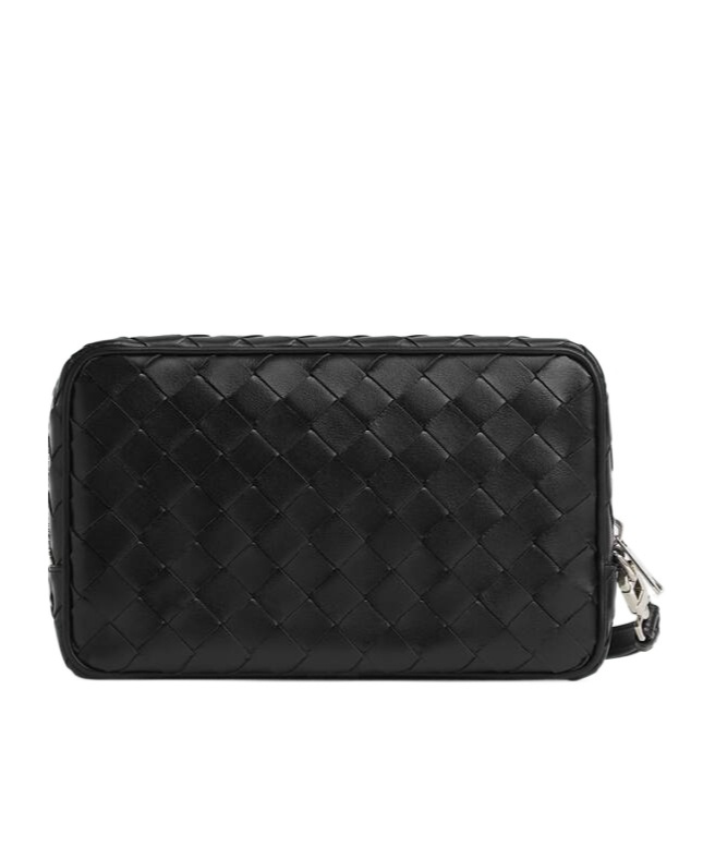 Bottega Veneta Men's Intrecciato Small Pouch In Black
