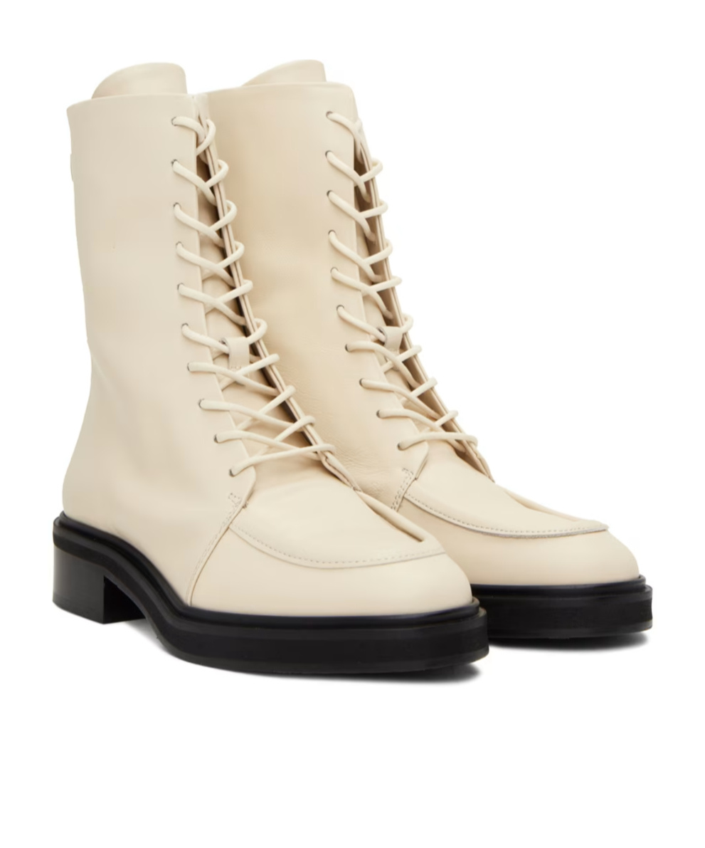 Aeyde Max Round Head Short Boots In Nude