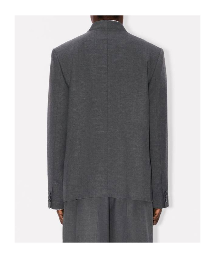 Kenzo ' Weave' Adjusted Tailored Kimono Jacket In Wool Jacquard In Gray