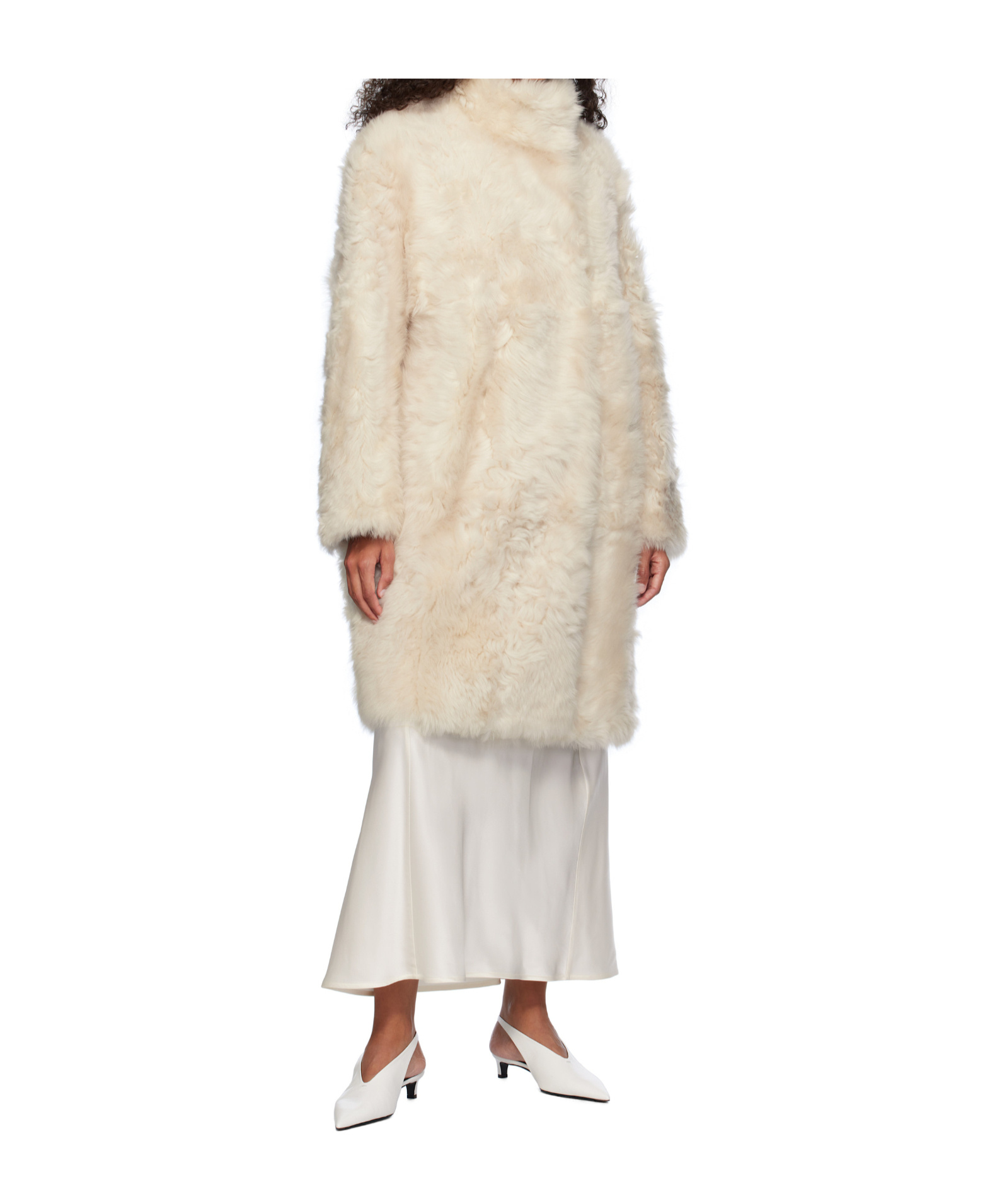 Shop Yves Salomon Long-sleeved Double-sided Coat In Nude