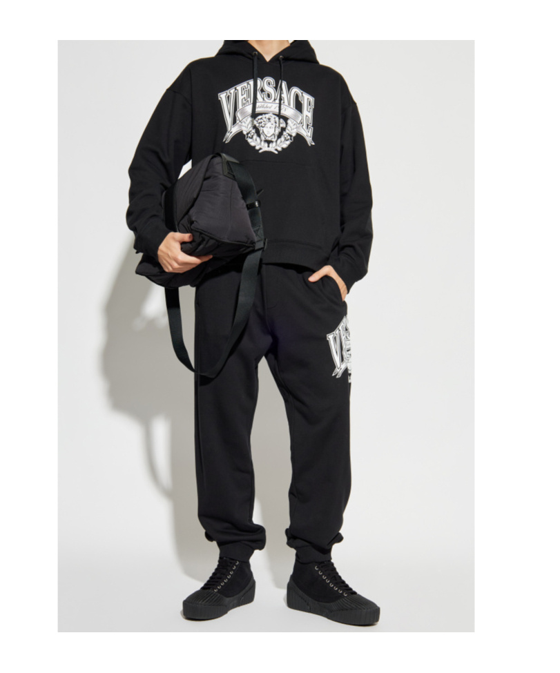 Versace Elastic Waist Track Pants In Black