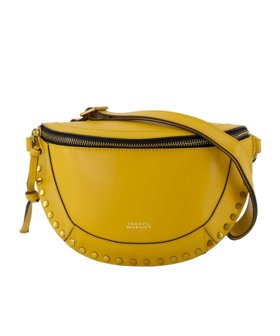 Isabel Marant Skano Studded Half-moon Cross Body Bag In Brown
