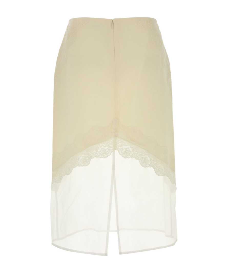 Jil Sander Asymmetric Lace Midi Skirt In Neutral