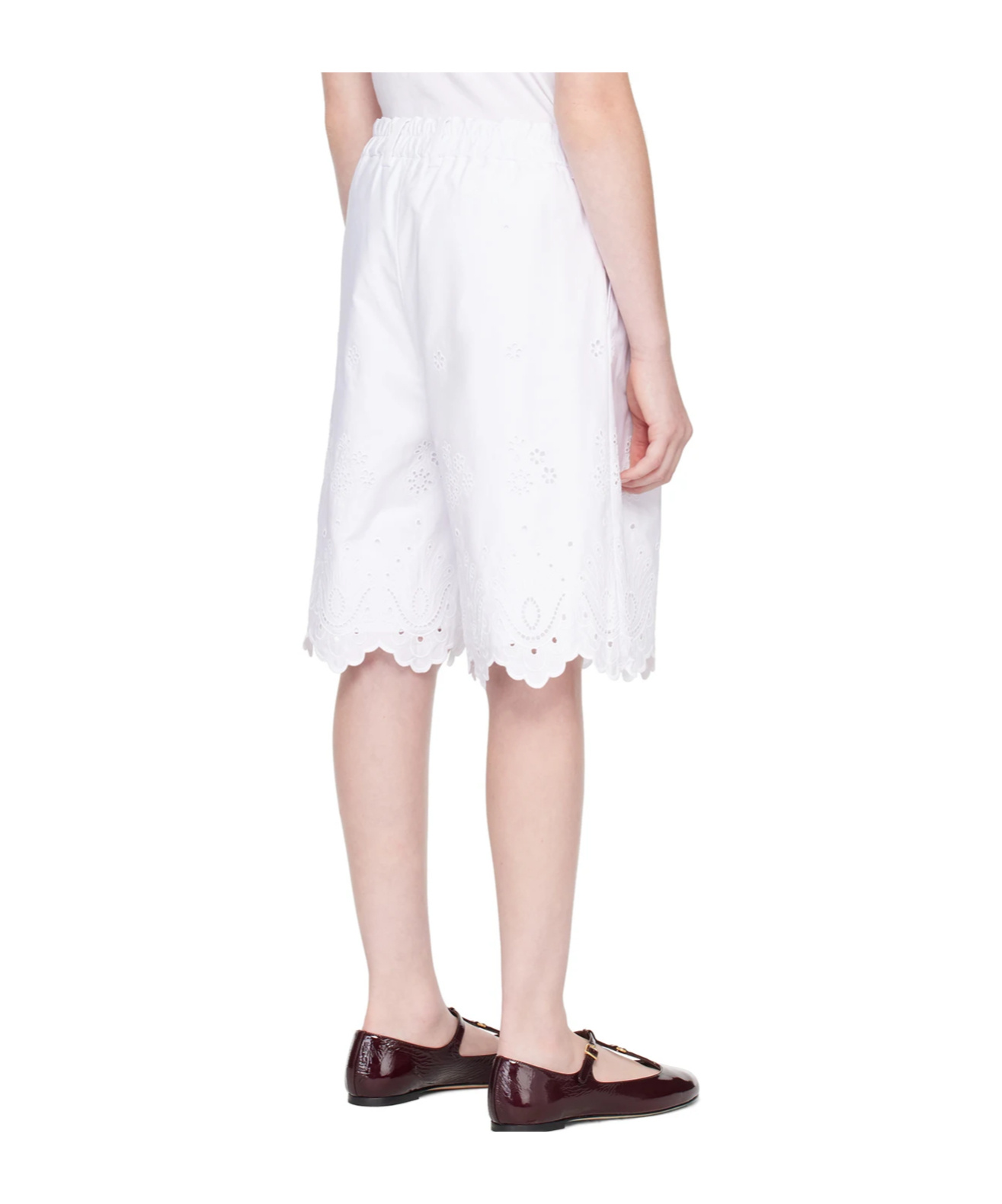 Dolce & Gabbana Poplin And Broderie Anglaise Shorts In White