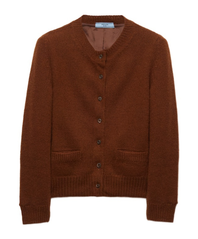 Prada Wool Cardigan In Brown