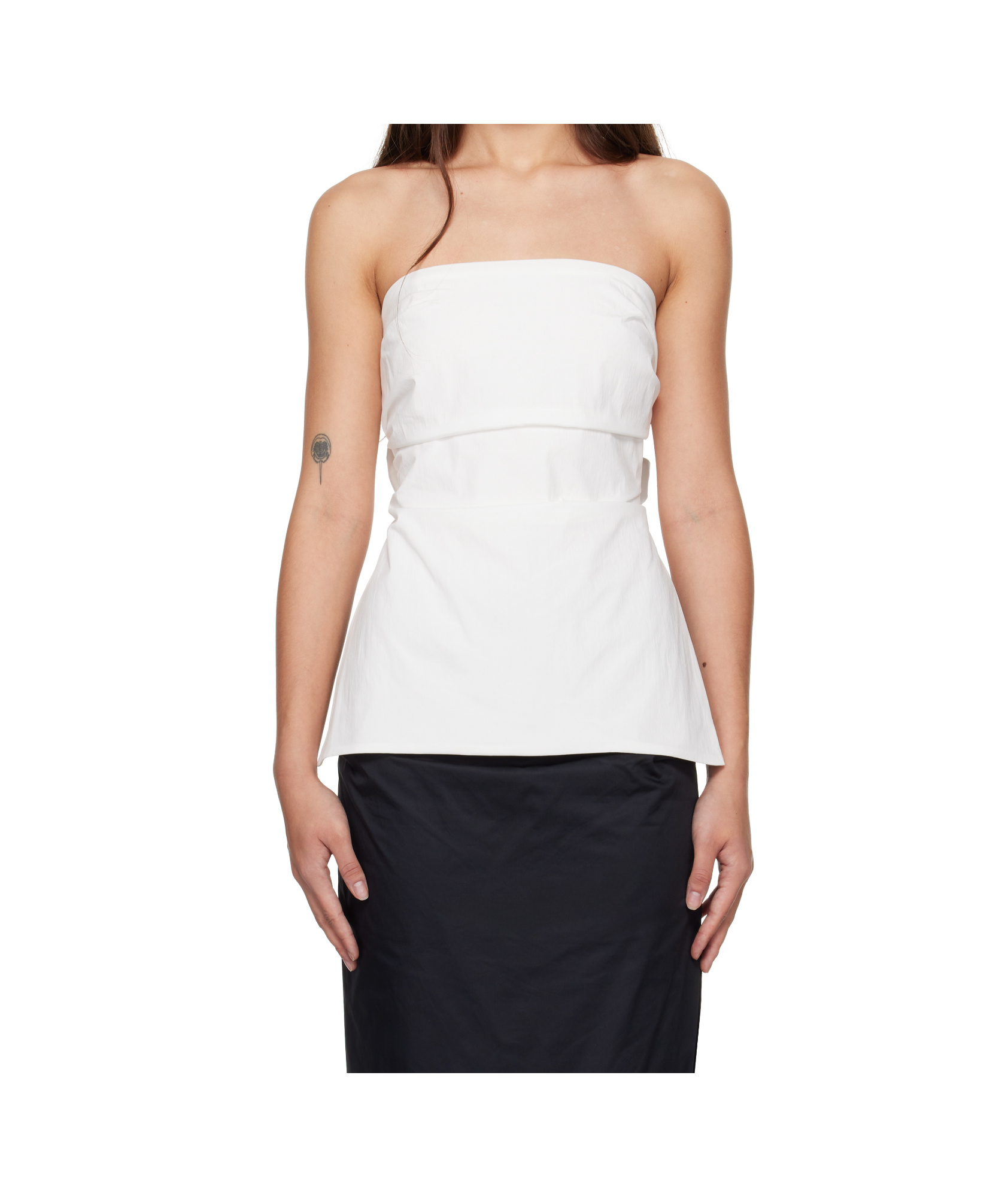 St Agni White Strapless Tie Back Tank Top In White