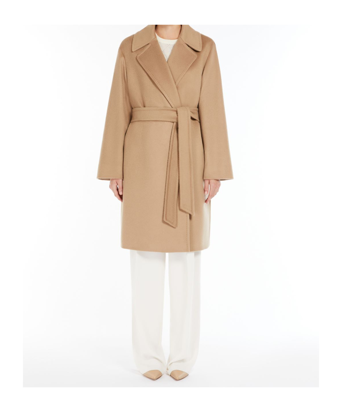 Max Mara Tigre Wool Wrap Coat In Nude