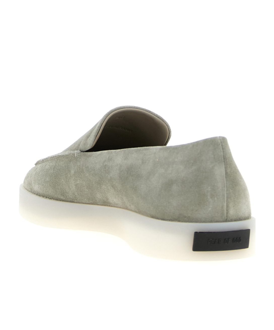 Fear Of God Suede Round Toe Loafers With Rubber Sole In Metallic