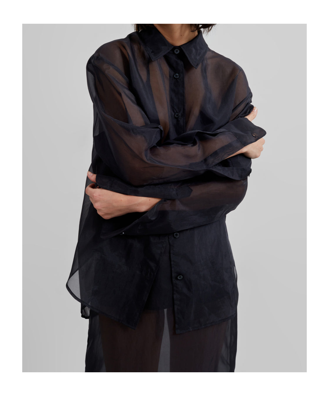 THE FRANKIE SHOP PERI SHEER SHIRT - BLACK