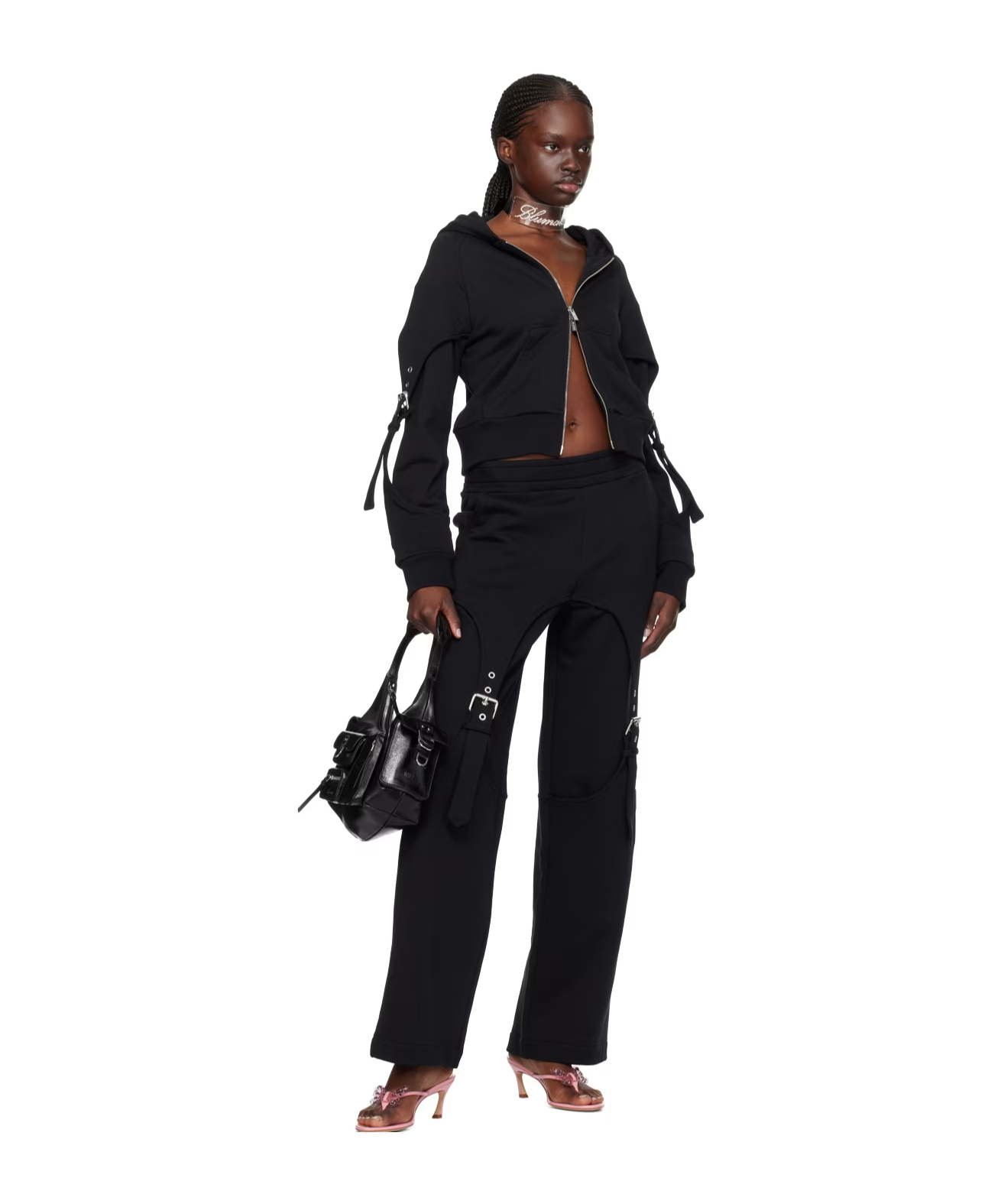 Blumarine Black Cinch Lounge Pants In Black