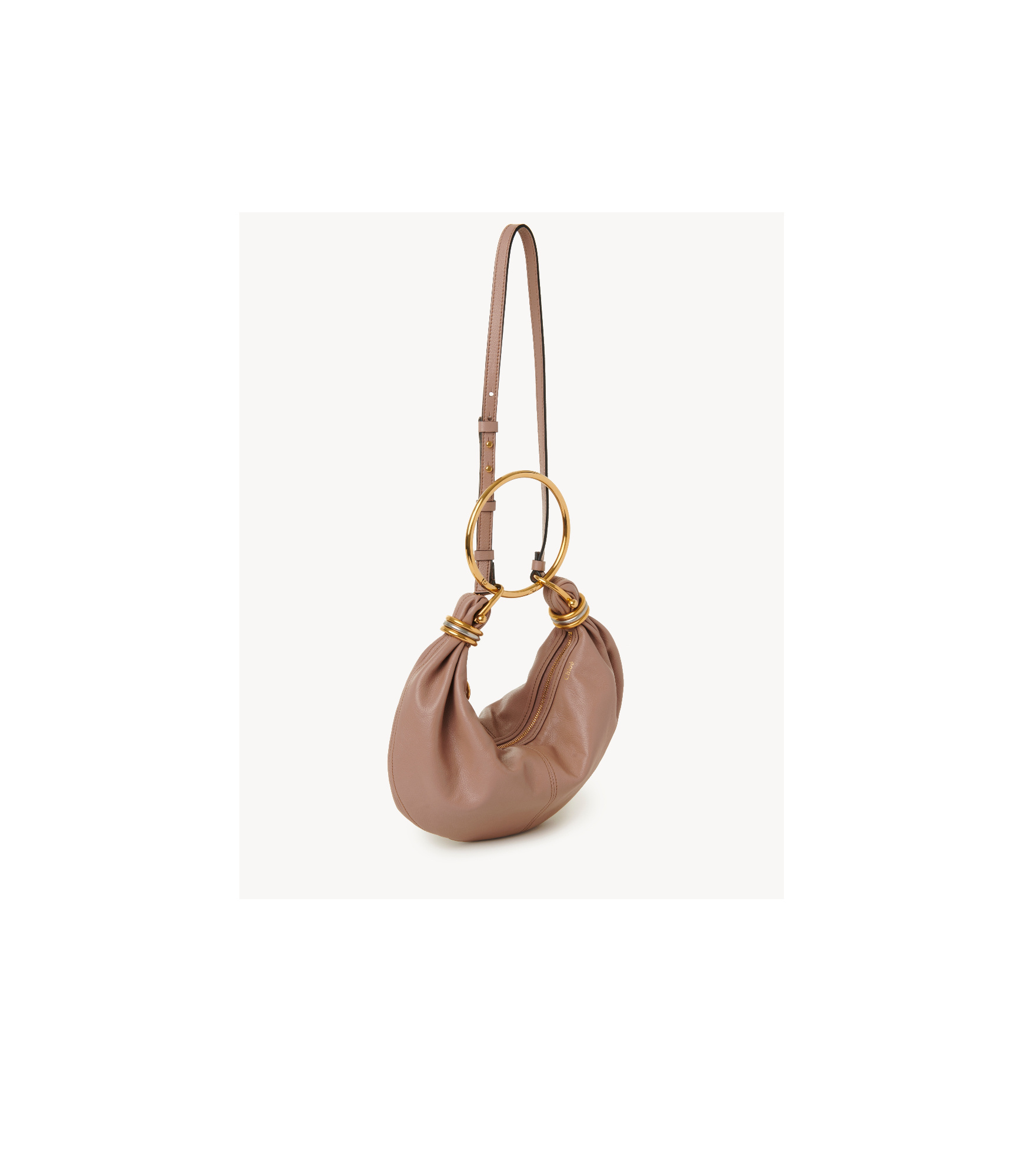 Chloé Grain Leather Small Bracelet Hobo Bag In Brown