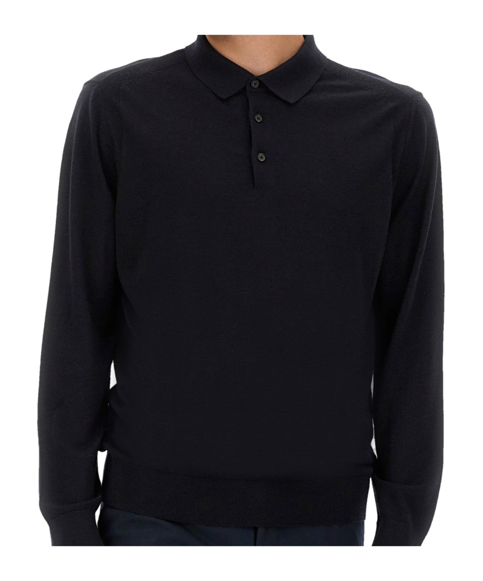 Hugo Boss Boss Camel Classic Knitted Polo With Three-button Placket In Black