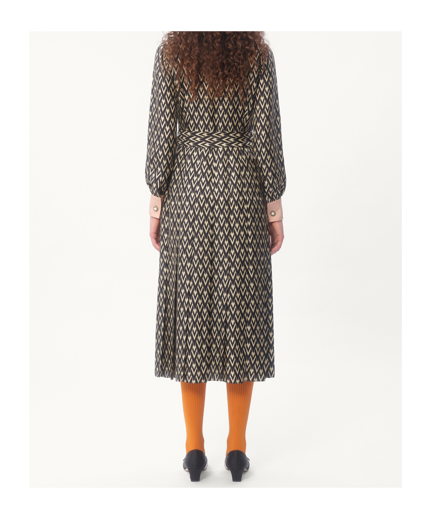 Valentino Embellished Belted Printed Silk-twill Midi Shirt Dress In Black