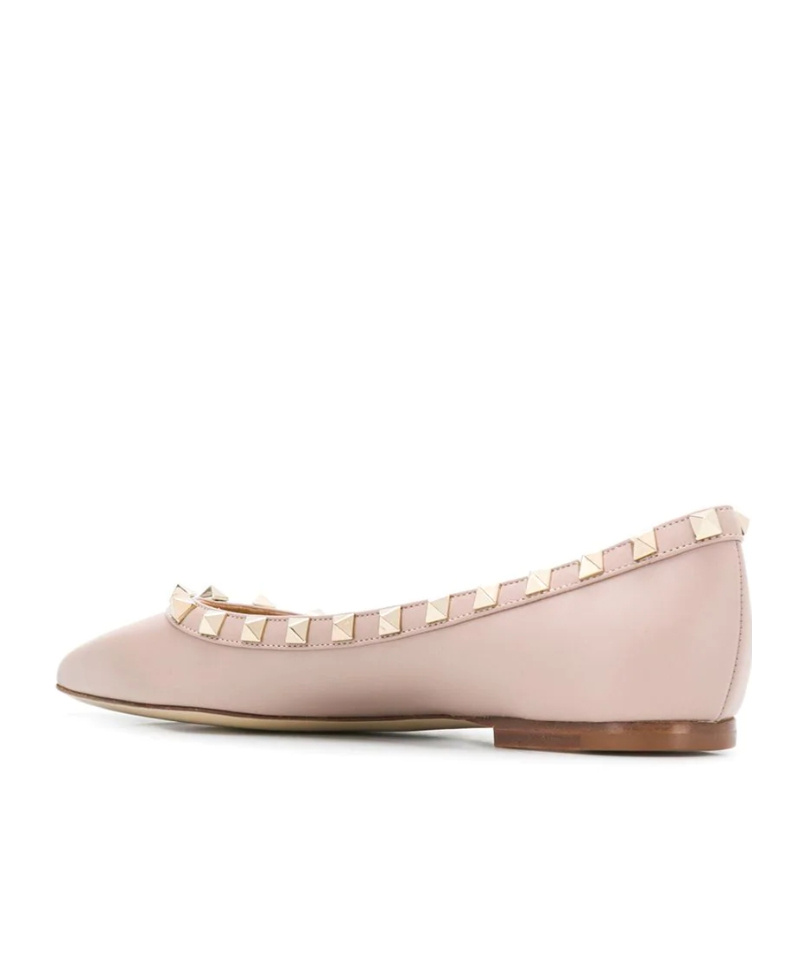 Shop Valentino Rockstud Ballerina Shoes In Nude