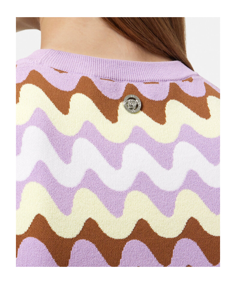 Versace Knitwear With Crewneck And Scalloped Edges In Pink