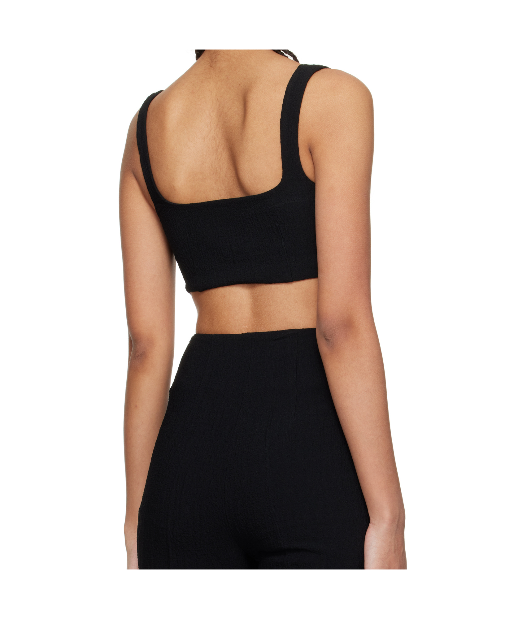 Nanushka Black Anouk Seersucker Bralette Top In Black