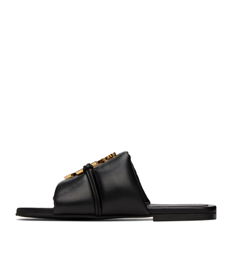 Jw Anderson J. W.anderson Solid Color Faux Leather Sandals With Golden Detail In Black