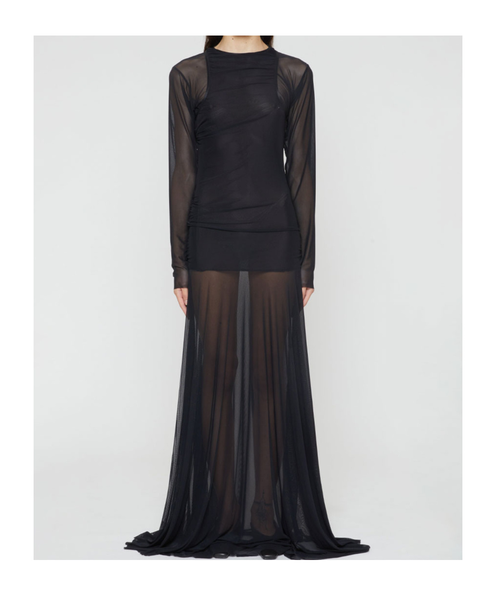 Federico Cina Sheer Layered Dress With Ethereal Aesthetic In Black