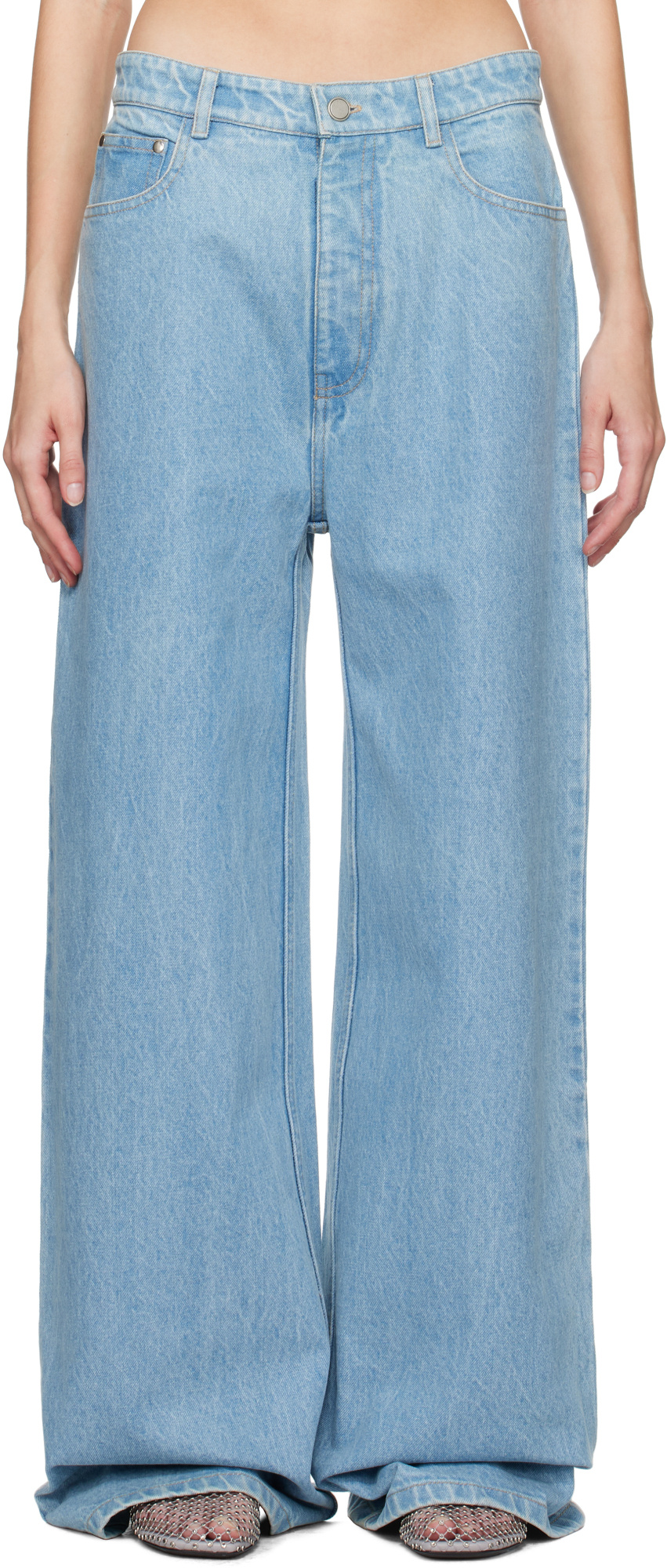 Christopher Esber Deconstructed Denim Flared Jeans In Blue