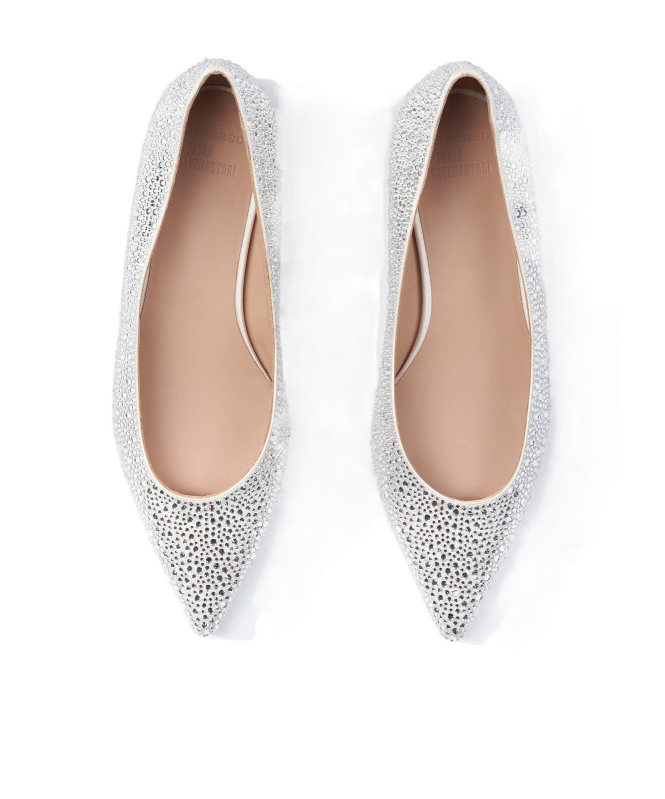 Scarosso Iris Embellished Satin Ballet Flats In Silver