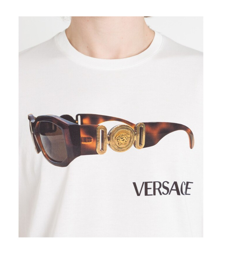 Versace Logo, Sunglasses, Printed T-shirt In White