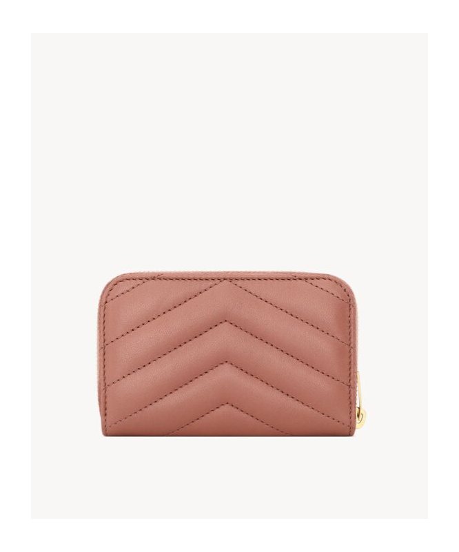 Saint Laurent Cassandre Zip Wallet In Pink