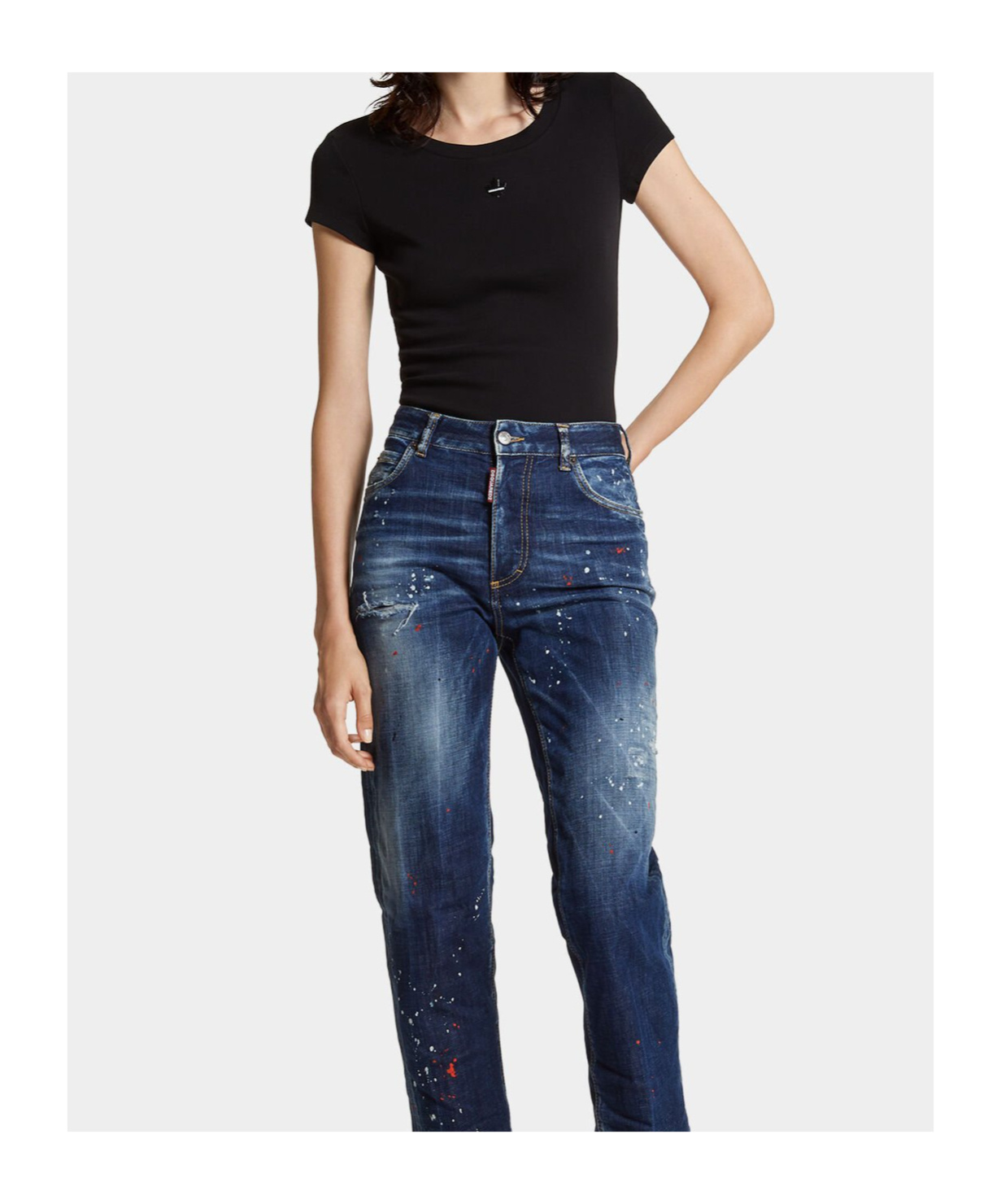 Dsquared2 Black Mini Fit Maple Leaf T-shirt In Black