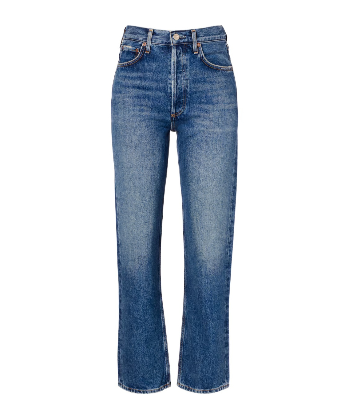 Agolde Mid-rise Straight-leg Denim Trousers In Blue
