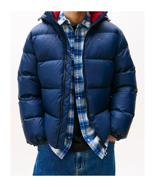 Tommy Hilfiger Water Repellent Down Hooded Jacket In Blue