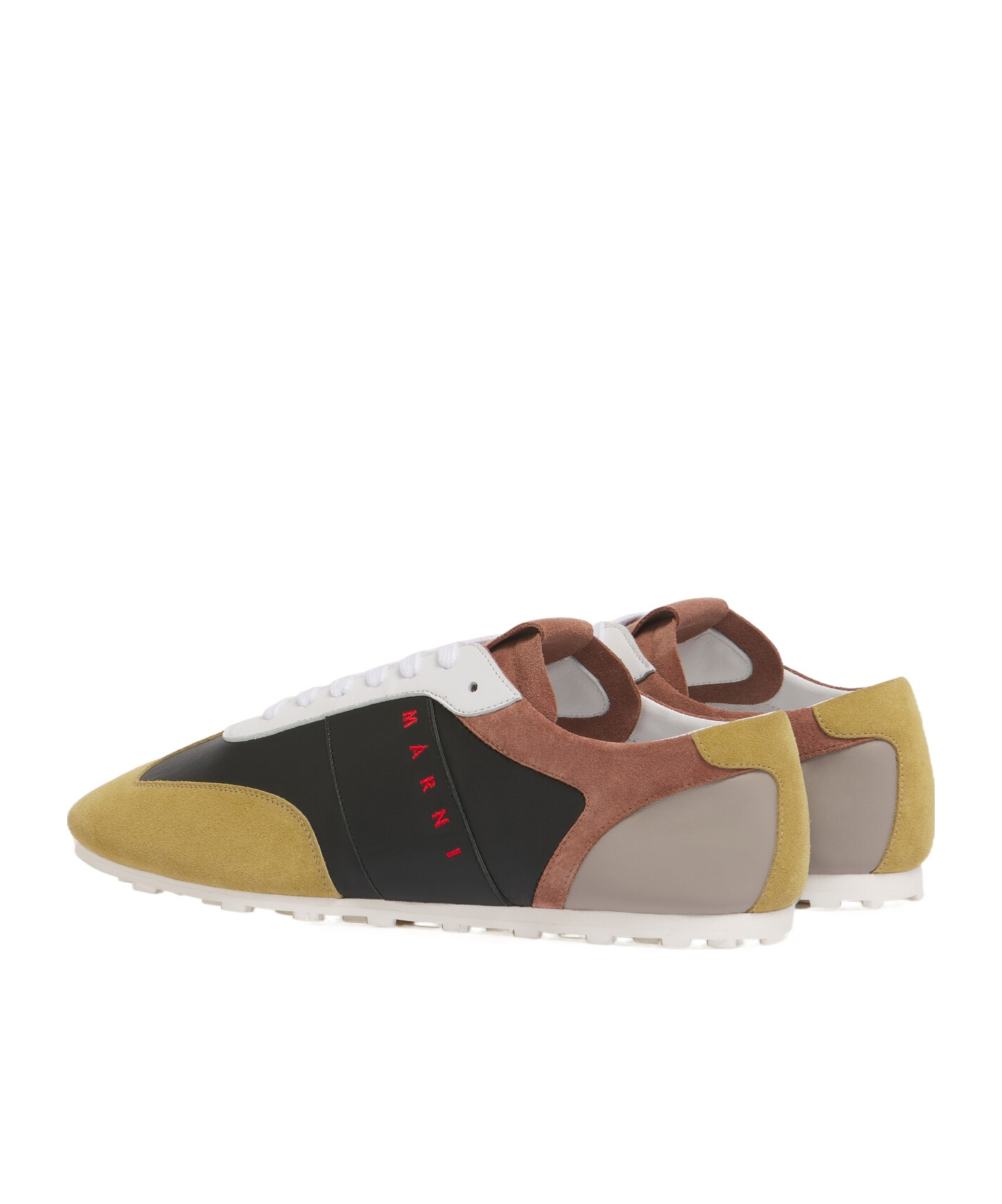 Marni Low-profile Leather Sneaker With Suede Accents In Black