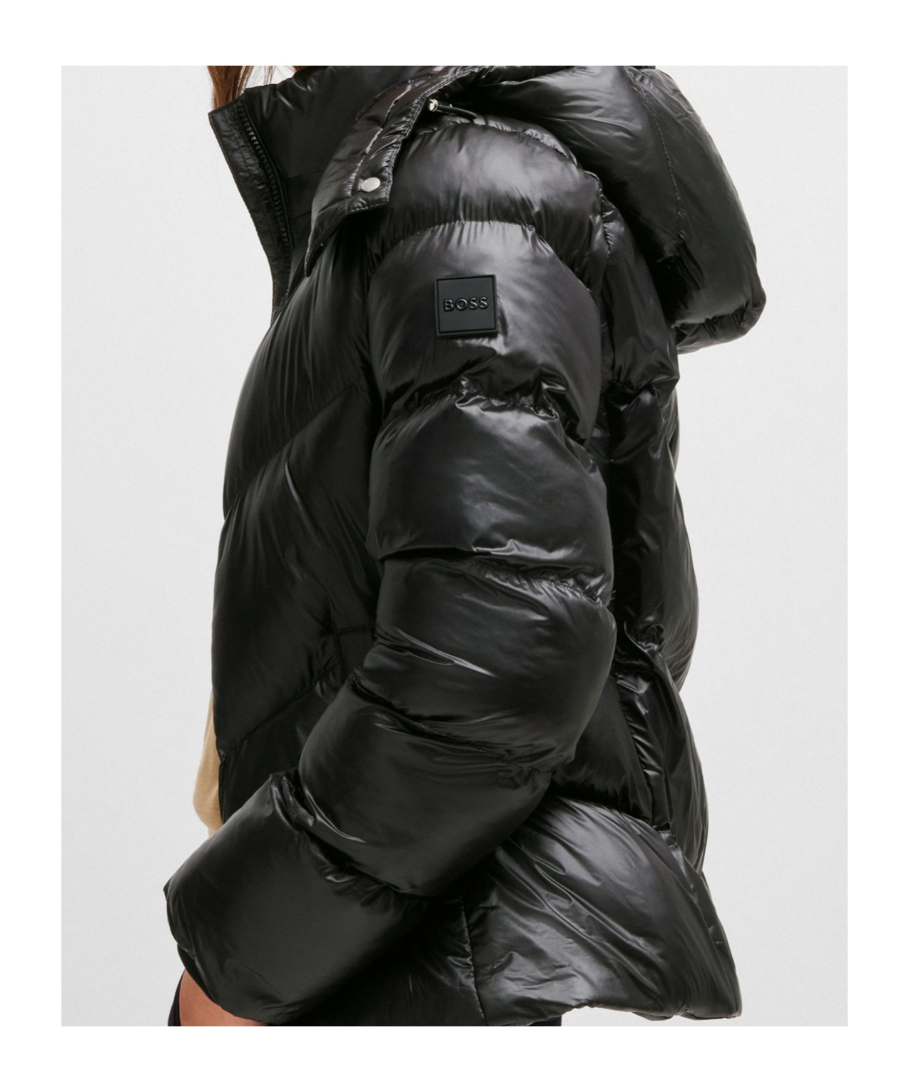 Hugo Boss Water-repellent Padded Jacket With Adjustable Hood In Black