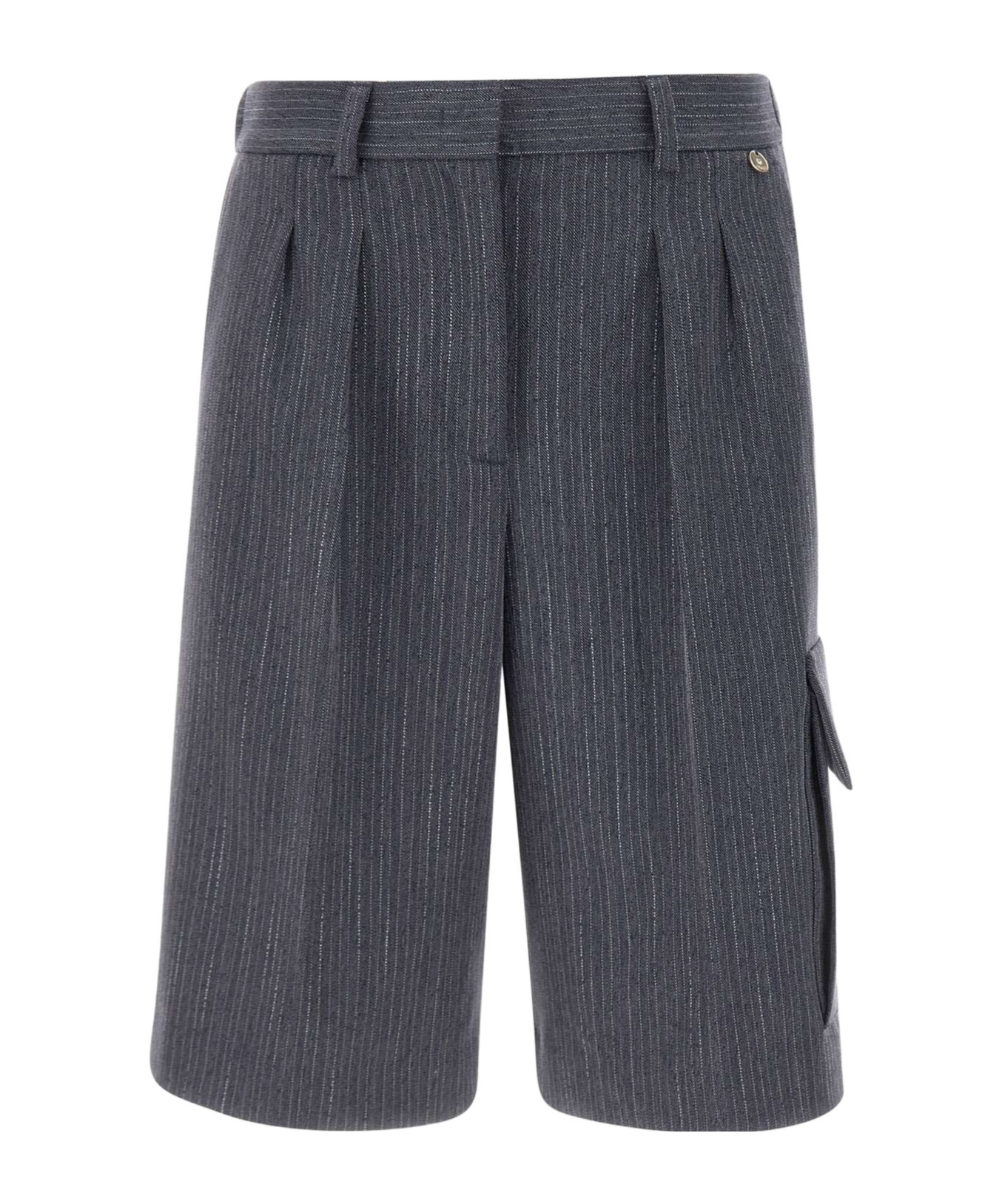 Liu •jo Pinstripe Cargo Shorts In Blue