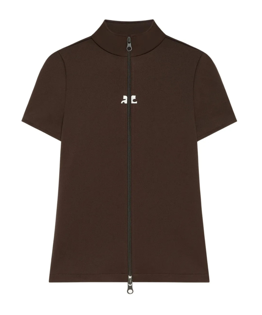 Courrèges High Collar Short Sleeves T-shirt In Green