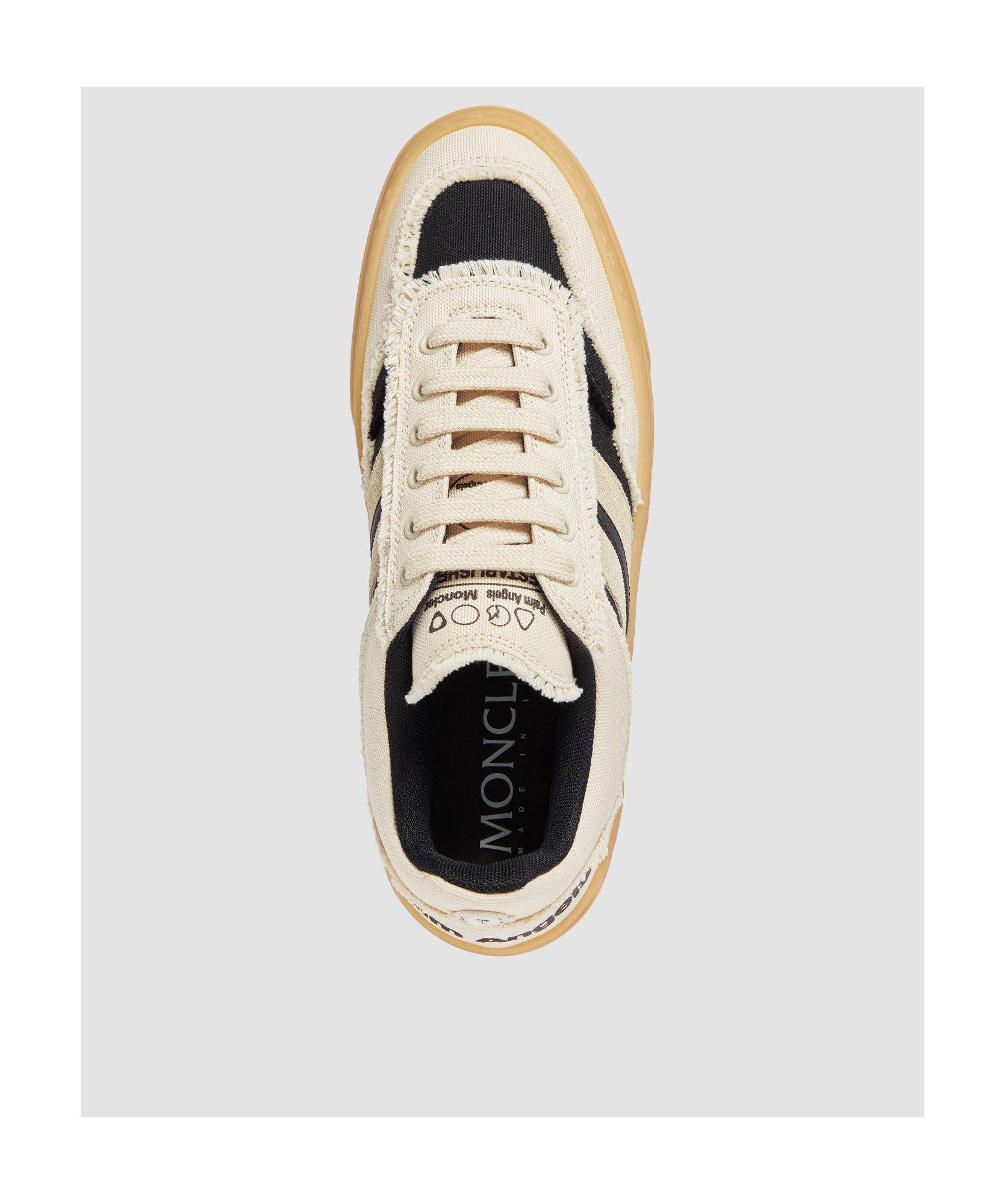 Moncler Sneakers Monaco2 En Toile Et Daim X Palm Angels In Black