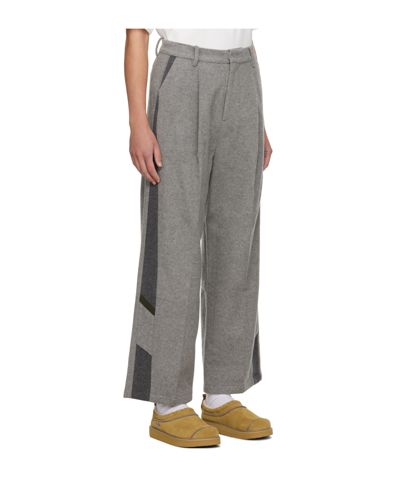 Ader Error Stitched Zipper Casual Pants In Gray
