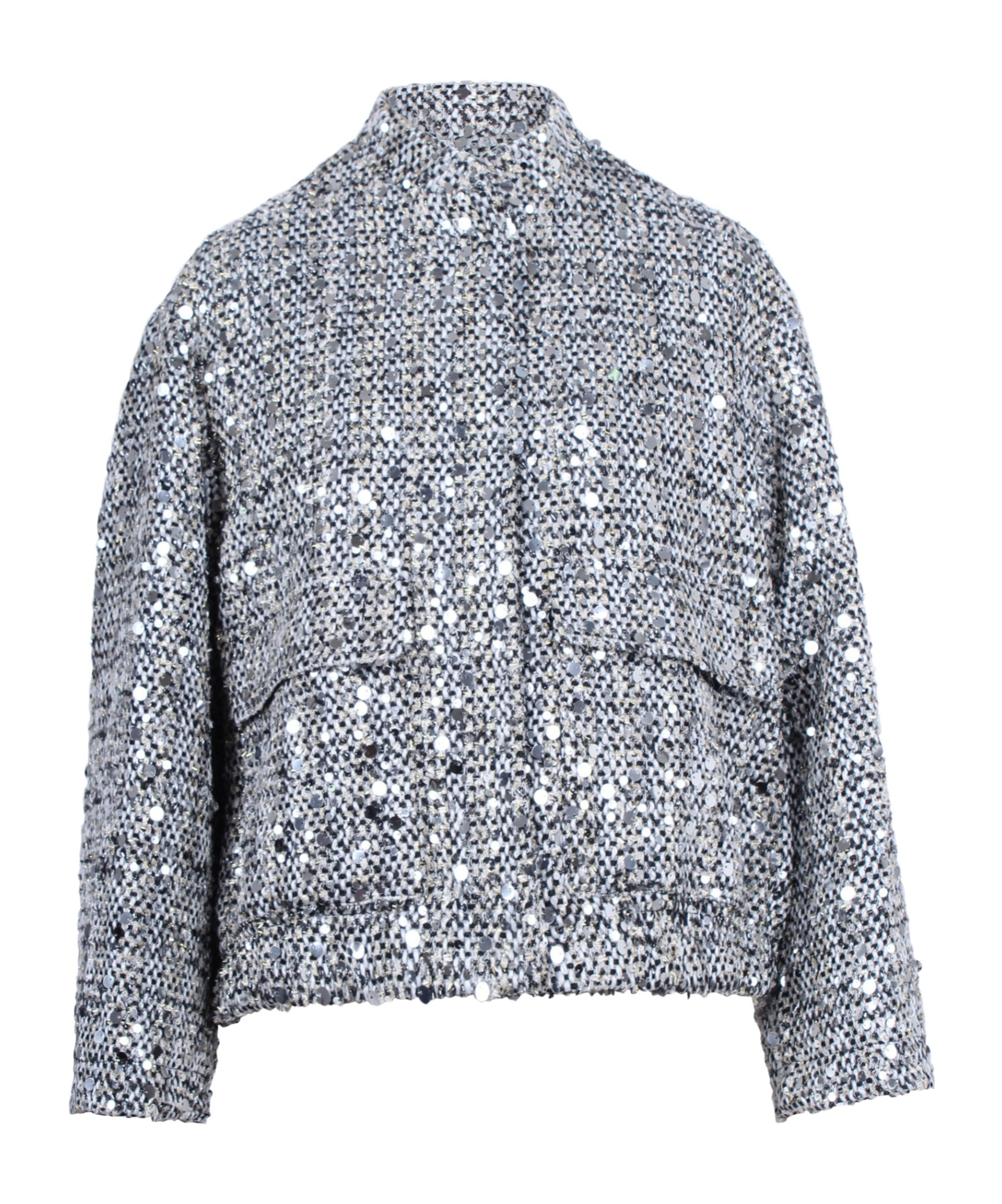 Ermanno Firenze Sequined Long-sleeved Casual Jacket In Gray