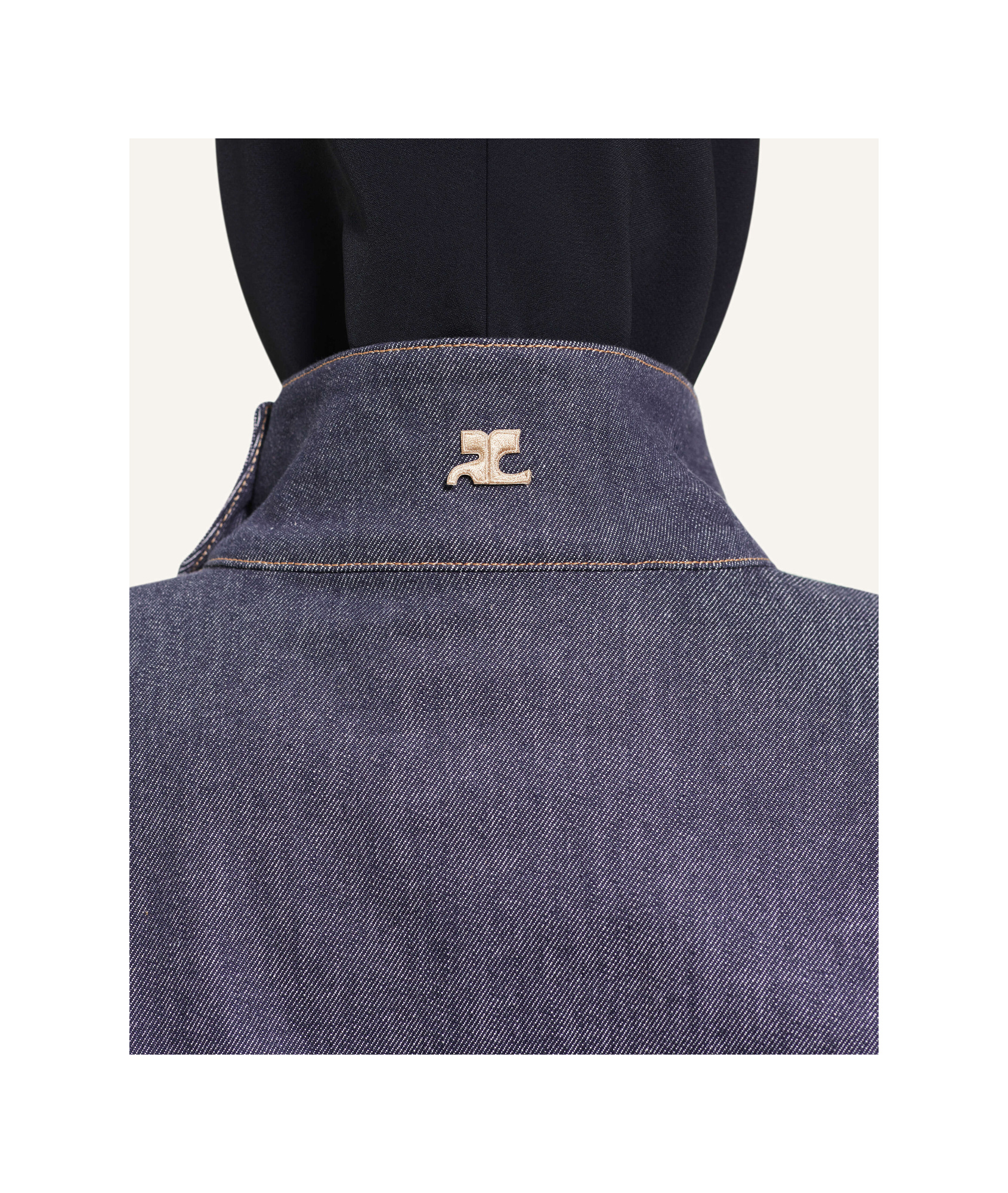 Shop Courrèges Motorcycle Denim Jacket In Gray
