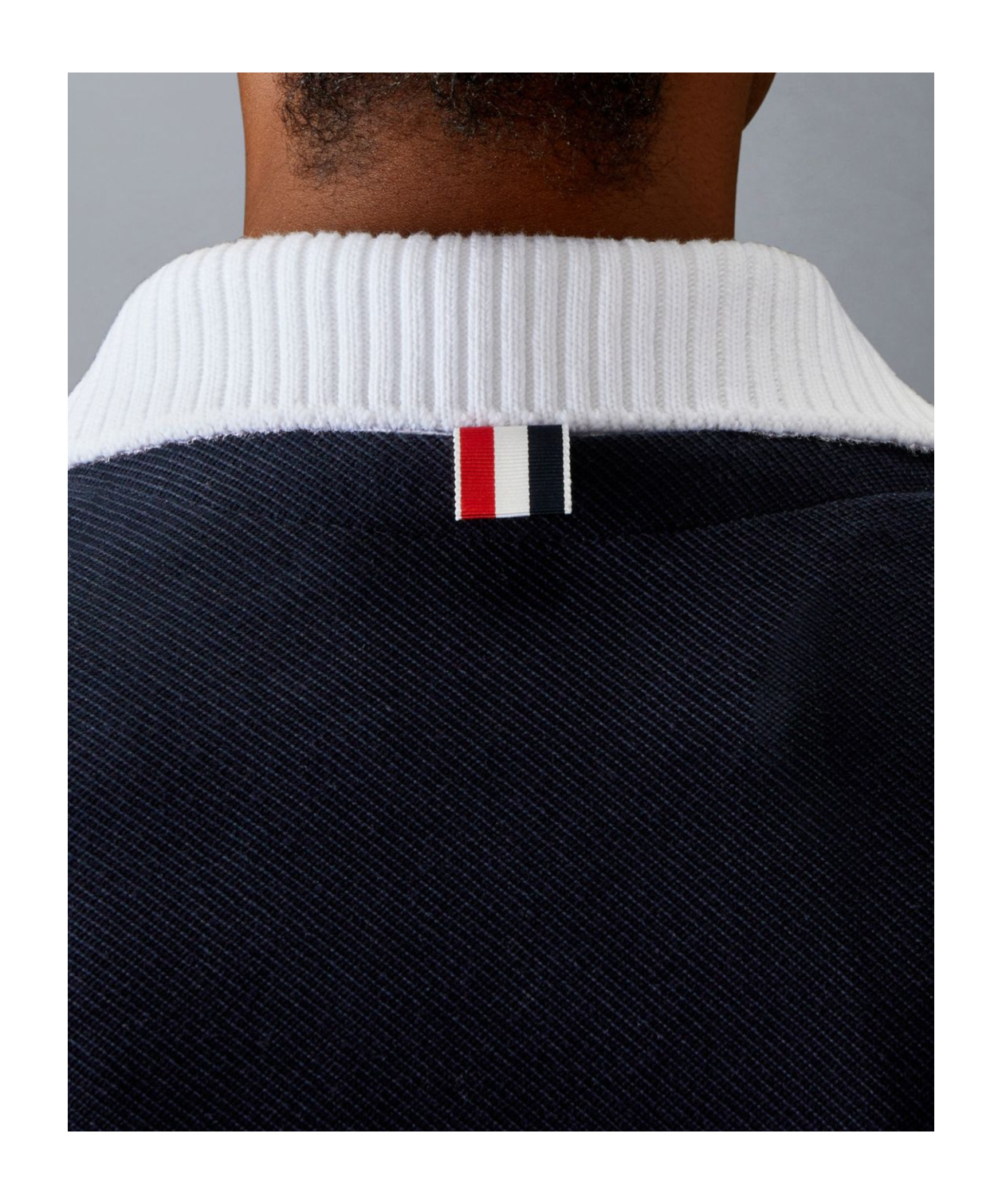 Thom Browne Ribbed Collar Jacket In Blue