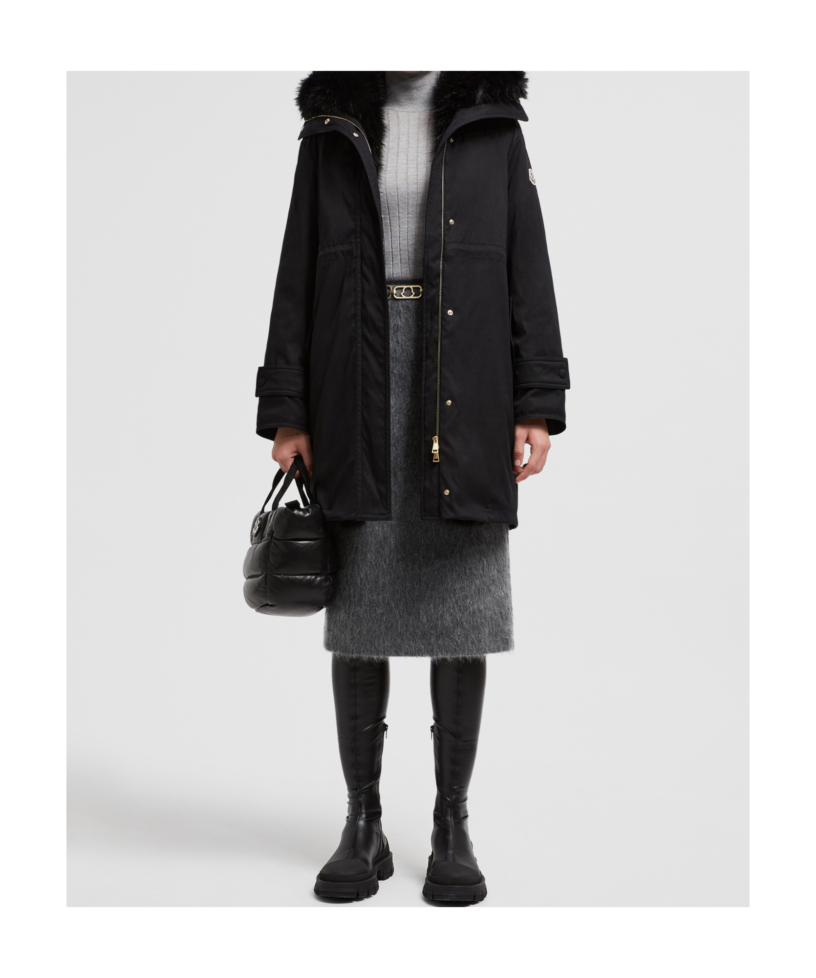 Moncler Bresis Hooded Parka Coat In Black