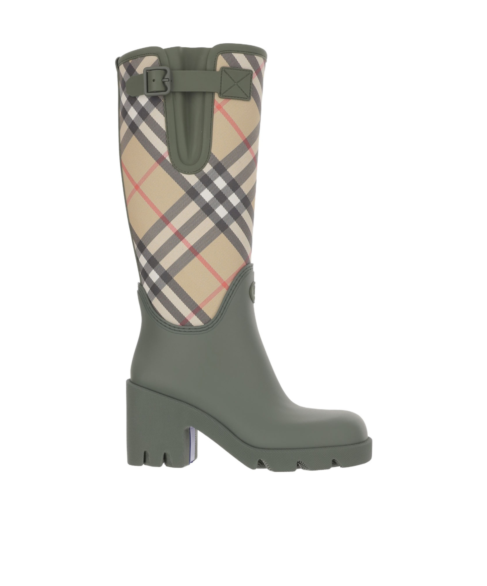 Burberry Checked Canvas-trimmed Tpu Rain Boots In Gray