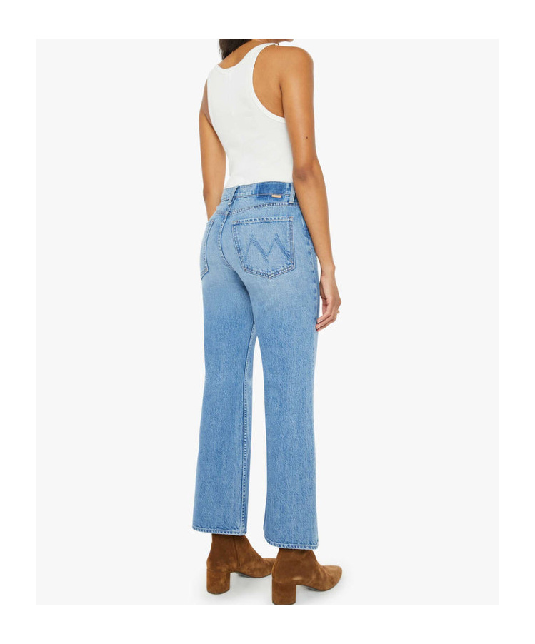 Mother Womens The Bookie Flood Straight-leg Flared Stretch-denim Blend Jeans Sow Surreal In Blue