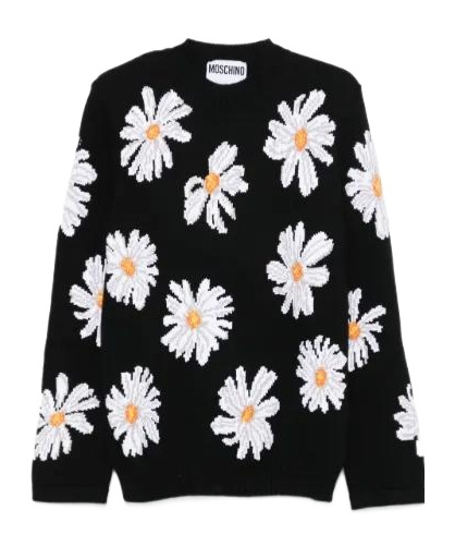Moschino Sunflower-jacquard Sweater In Black