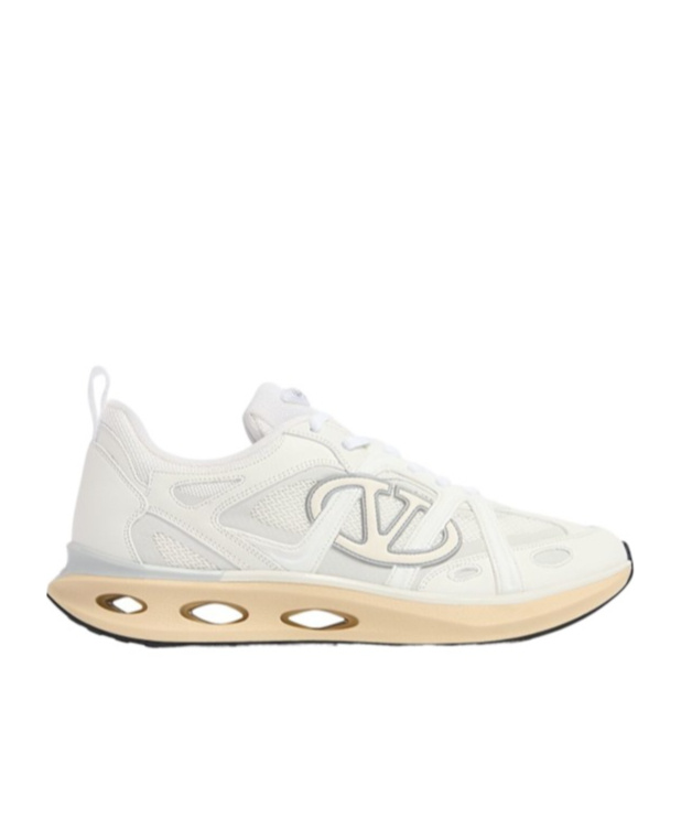 Valentino White Leather And Fabric Vlogo Easyjog Sneakers