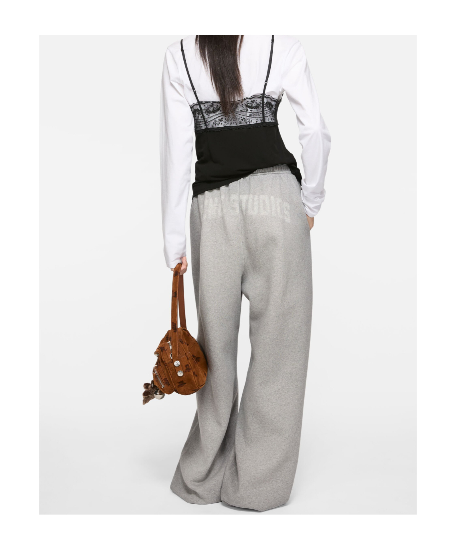 Acne Studios Logo Sweatpants Grey Melange In Gray