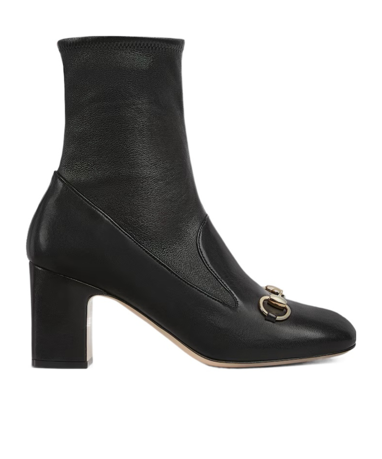 Gucci 75 Horsebit Leather Boots In Black