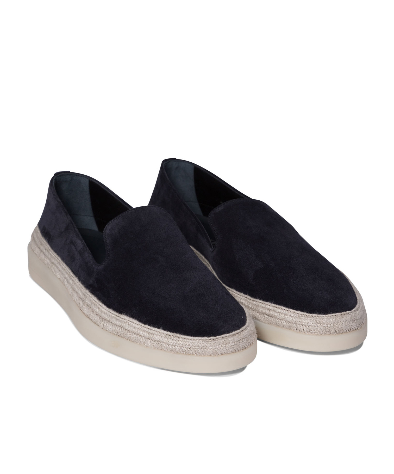 Prada Suede Loafers With Espadrille Sole And Round Toe In Blue