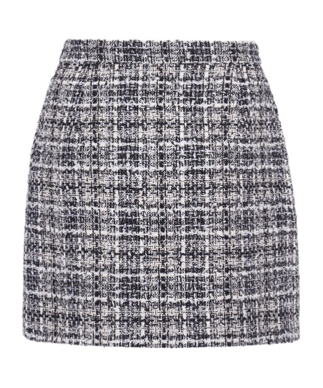 Alessandra Rich Embroidered Tweed Mini Skirt In Gray