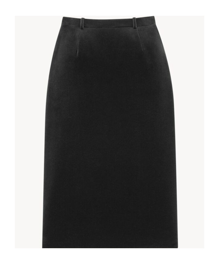 Saint Laurent Midi Wrap Skirt In Cotton Velvet In Black